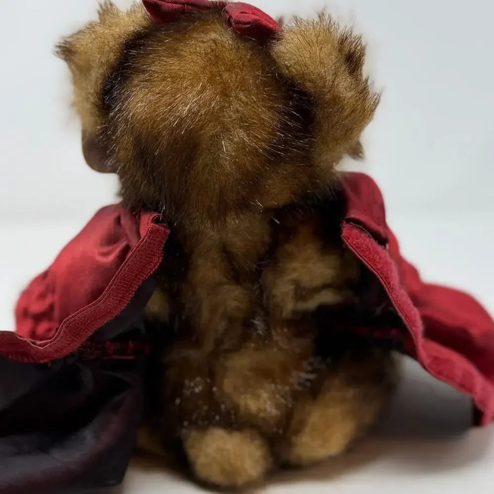 The Bearington Collection Greta Garland Shiny Red Dress Bows Flowers w/Ornament